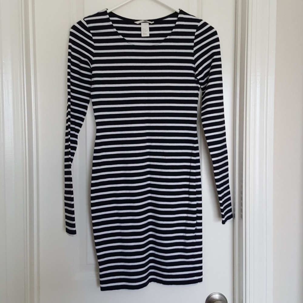 H&M striped wrap dress